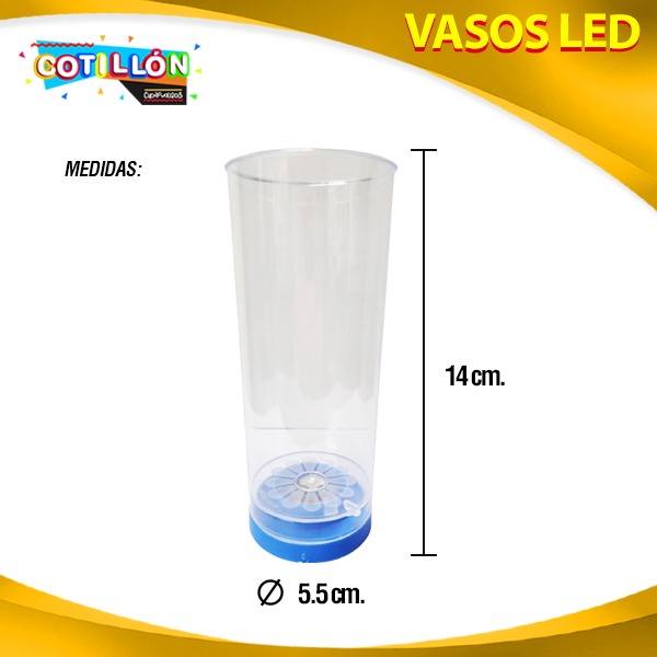 VASO TRAGO C/LED ( Violeta-Naranja-Amarillo-Verde)